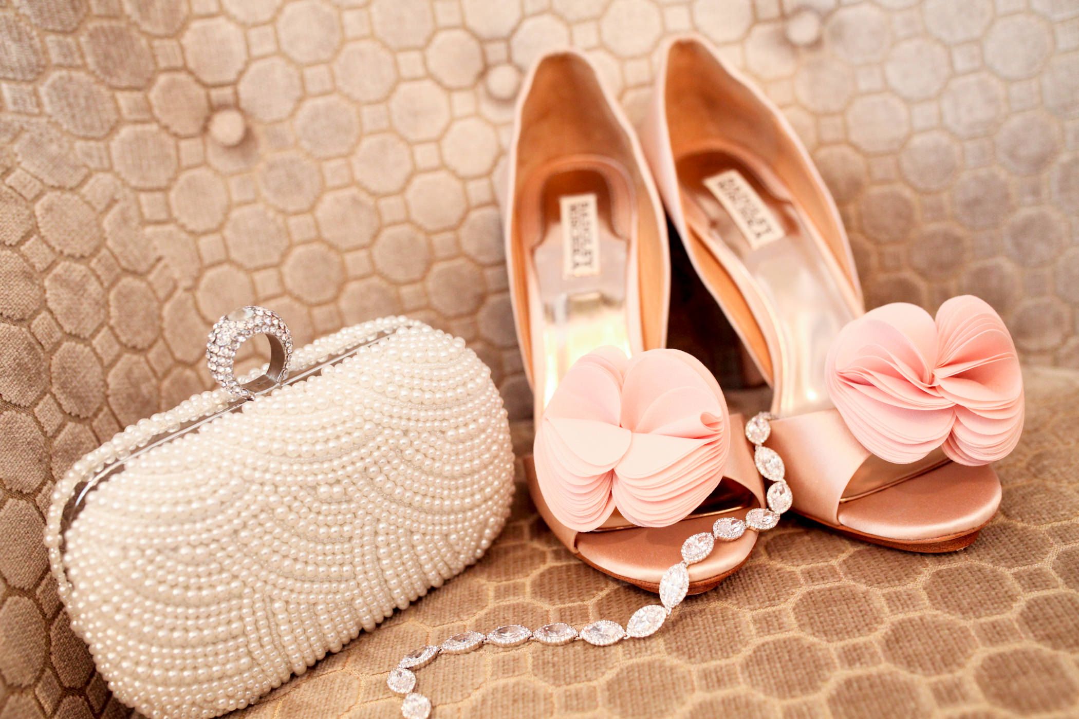 Pink Wedding Shoes and Pearl Clutch. Natarsha Wright Photography. Howerton+Wooten Events.