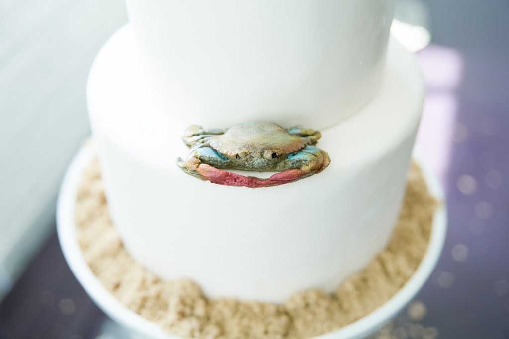Two-Tier White Cake with a Maryland Blue Crab