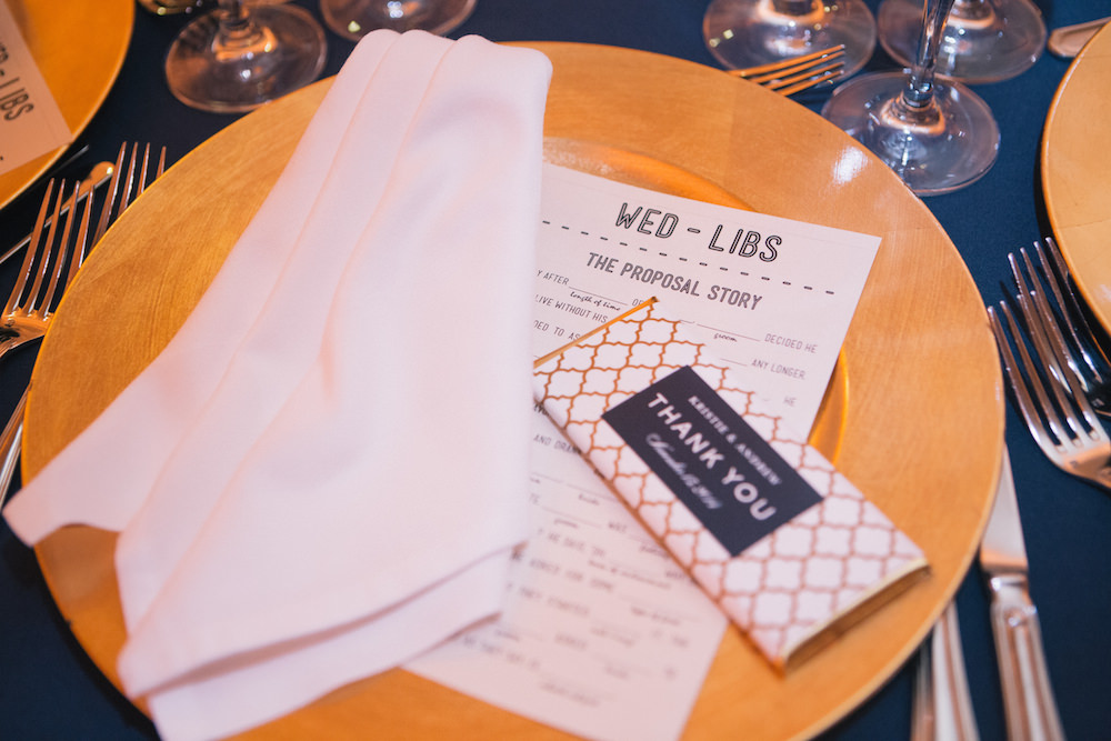 Madlibs Placesetting. Howerton+Wooten Events.