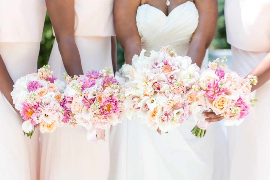 Bride and Bridesmaids in Blush and Ivory. Howerton+Wooten Events.