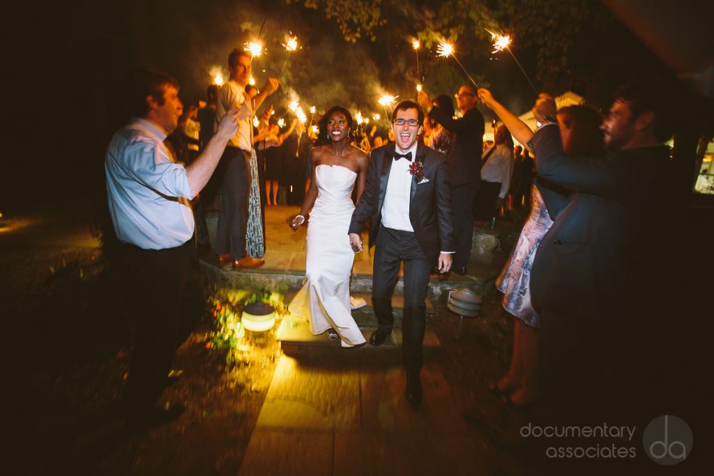 Bride and Groom Sparkler Exit at Airlie Center. Howerton+Wooten Events.