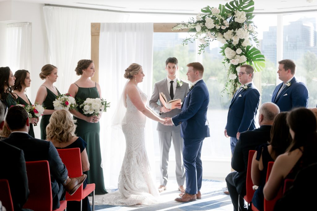 Tropical Wedding Ceremony at Sequoia. Howerton+Wooten Events.