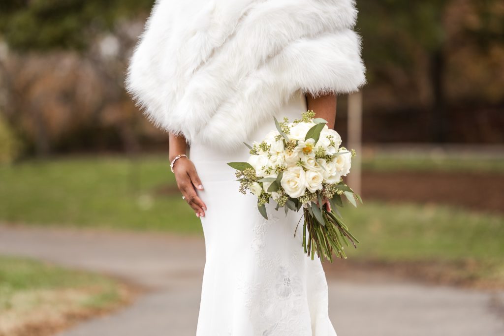 Bride and Bridal Party in Fur Wraps. Howerton+Wooten Events.