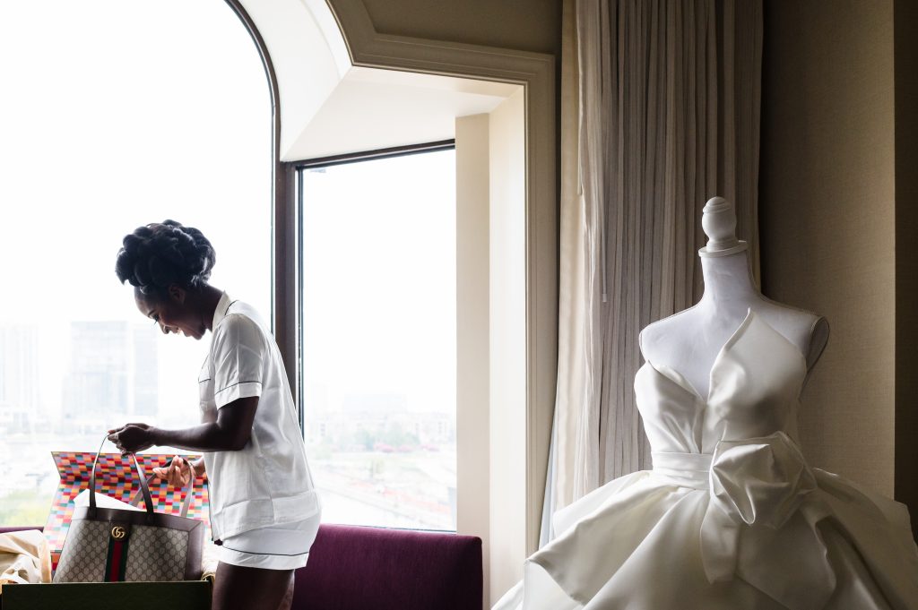 Bride Getting Dressed at Baltimore Hotel
